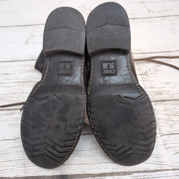 Frye Brown Leather Lace Up Combat Boots Women Size 8 - Picture 9 of 9